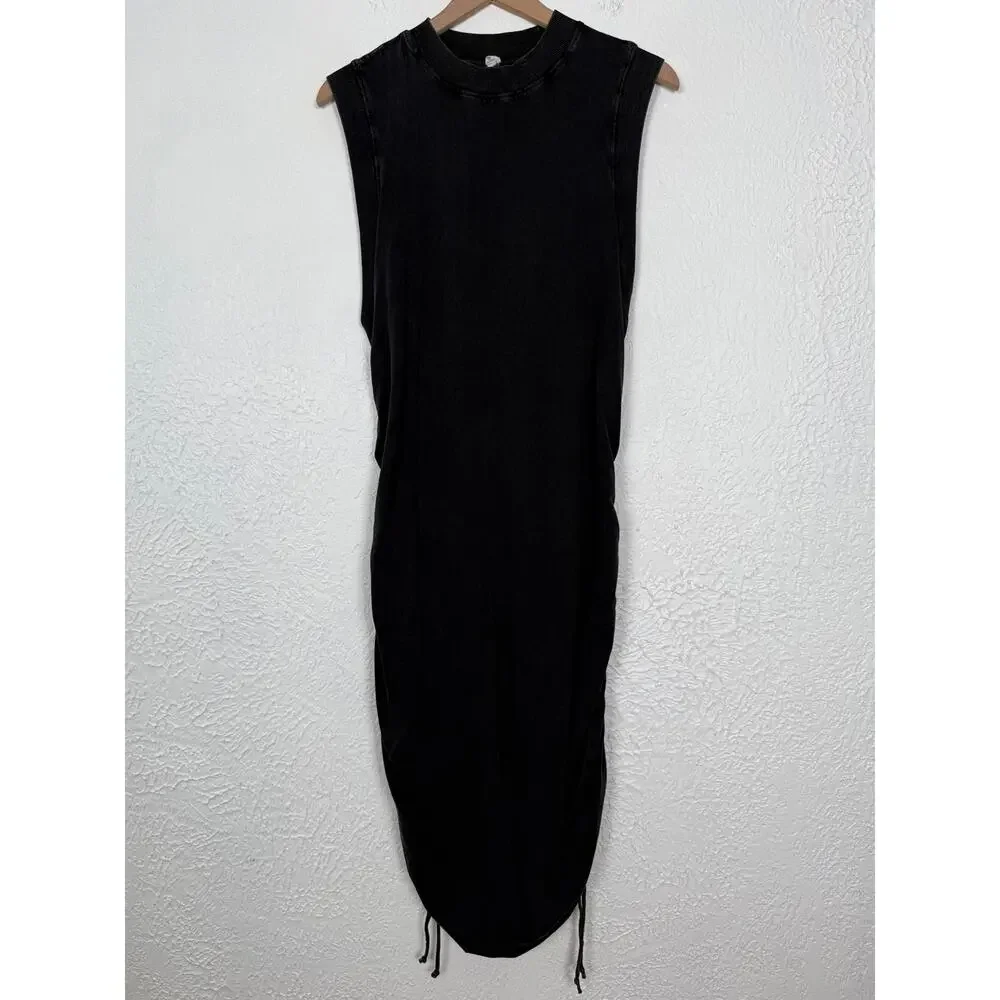 Daily Practice Anthropologie Ruched Sleeveless Dress Black Size 1X - Picture 2 of 5